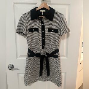 MAJE - size 38 mini dress. In black/White with waist tie.